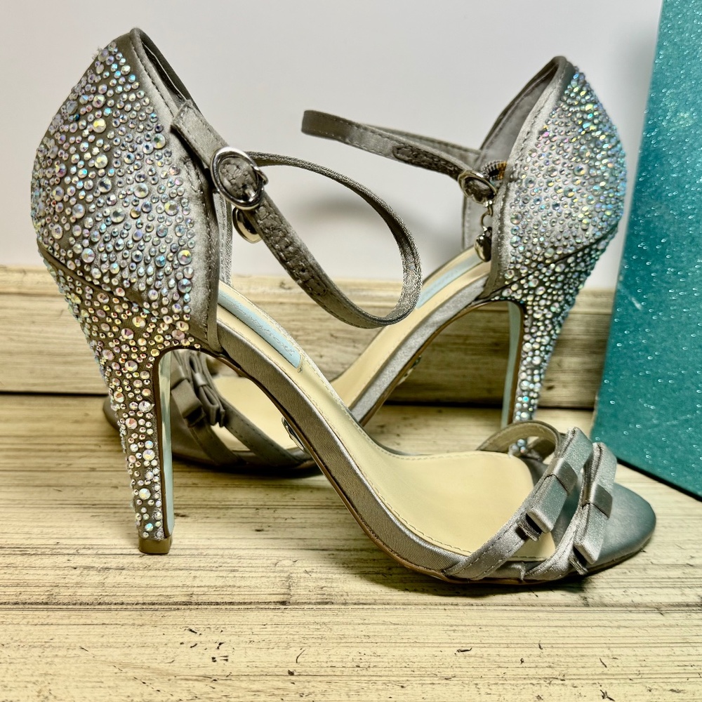 Blue by Betsey Johnson Silver Rhinestone Heel Sandals